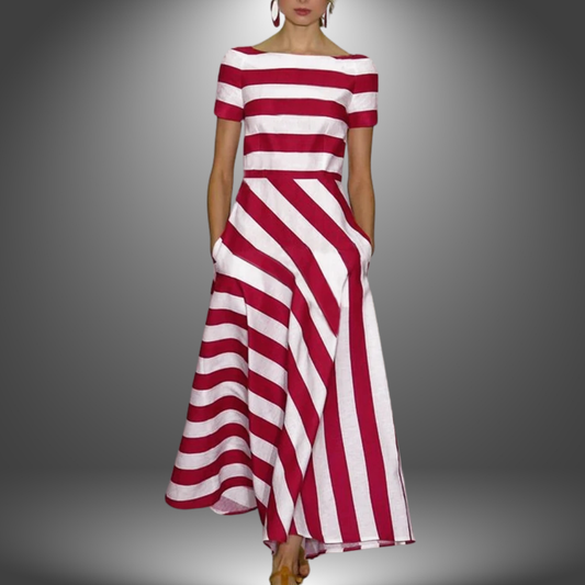Sandra | Maxikleid Handgefertigt, Streifenmuster, Figurschmeichelnd