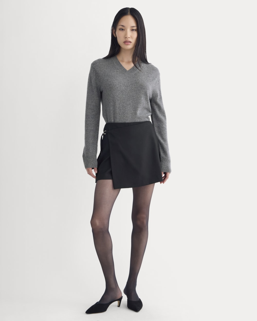Mini-Wickelrock aus Tailor Twill | Schwarz