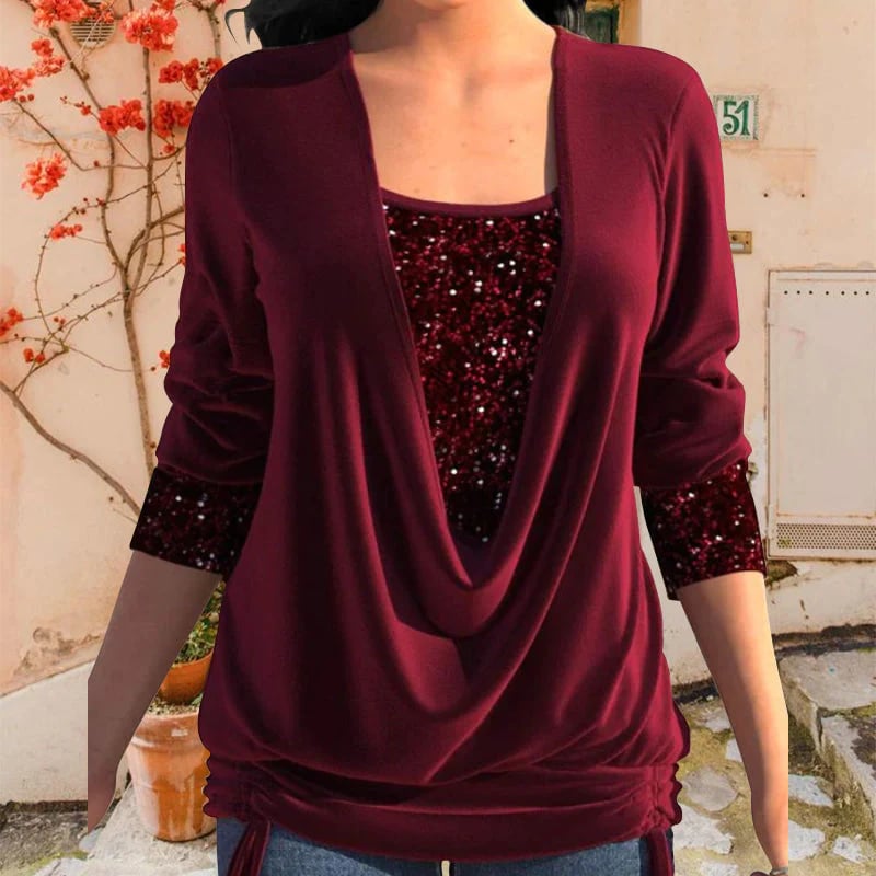 DELFINA I ELEGANTES BLUSE MIT PAILLETTEN