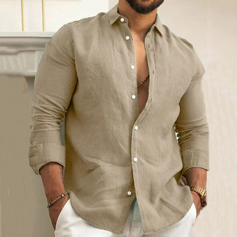 Dorian | Men'S Vintage Solid Color Cotton And Linen Shirt