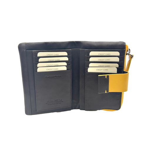 6046 Damen Geldbörse Gelb/Dunkelbraun