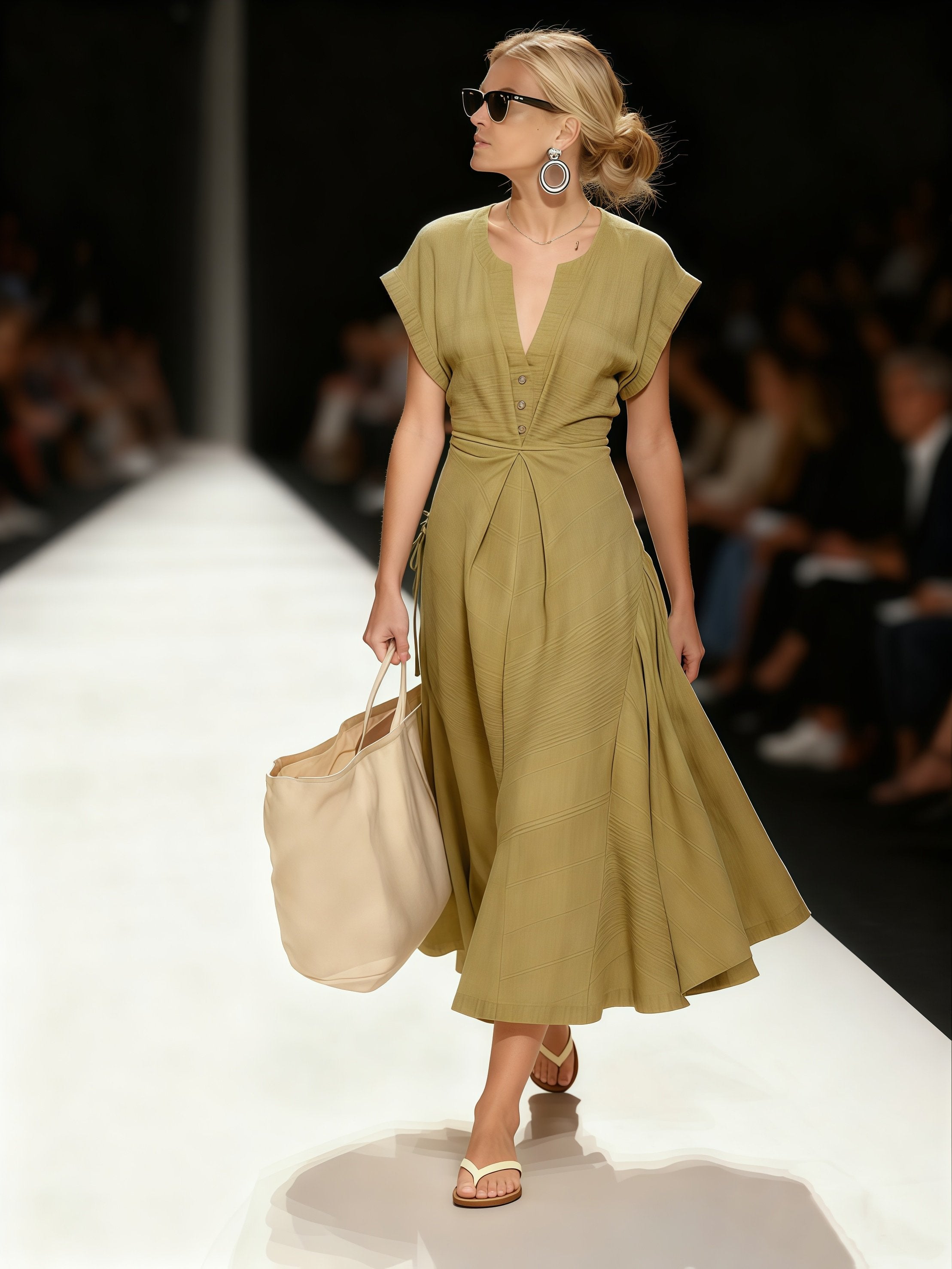 Ärmelloses Damenkleid mit V-Ausschnitt