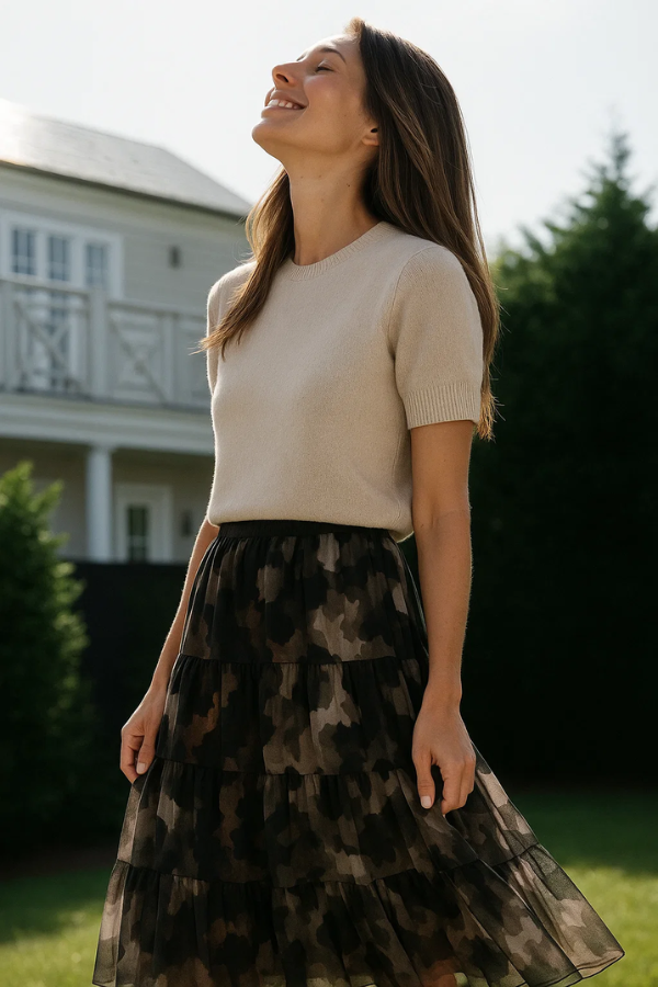 Leona| Set aus Pullover & fließendem Leopardenrock