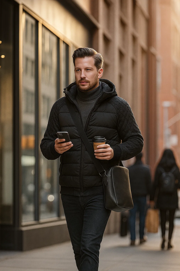 Kalen | Wattierte Herrenjacke mit Kapuze