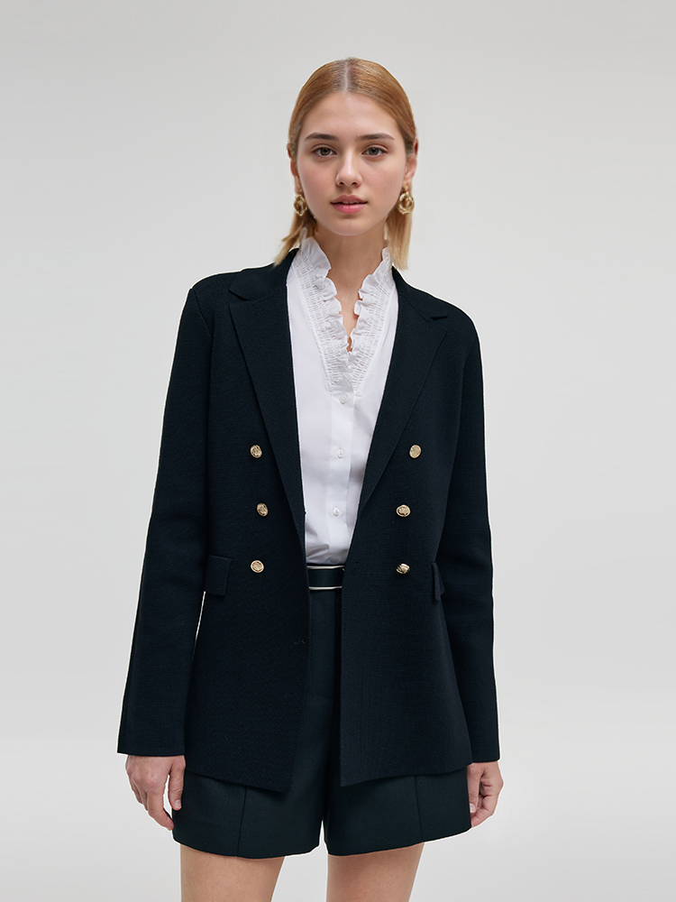 Damen Sweater Blazer mit dehnbarem Kragen