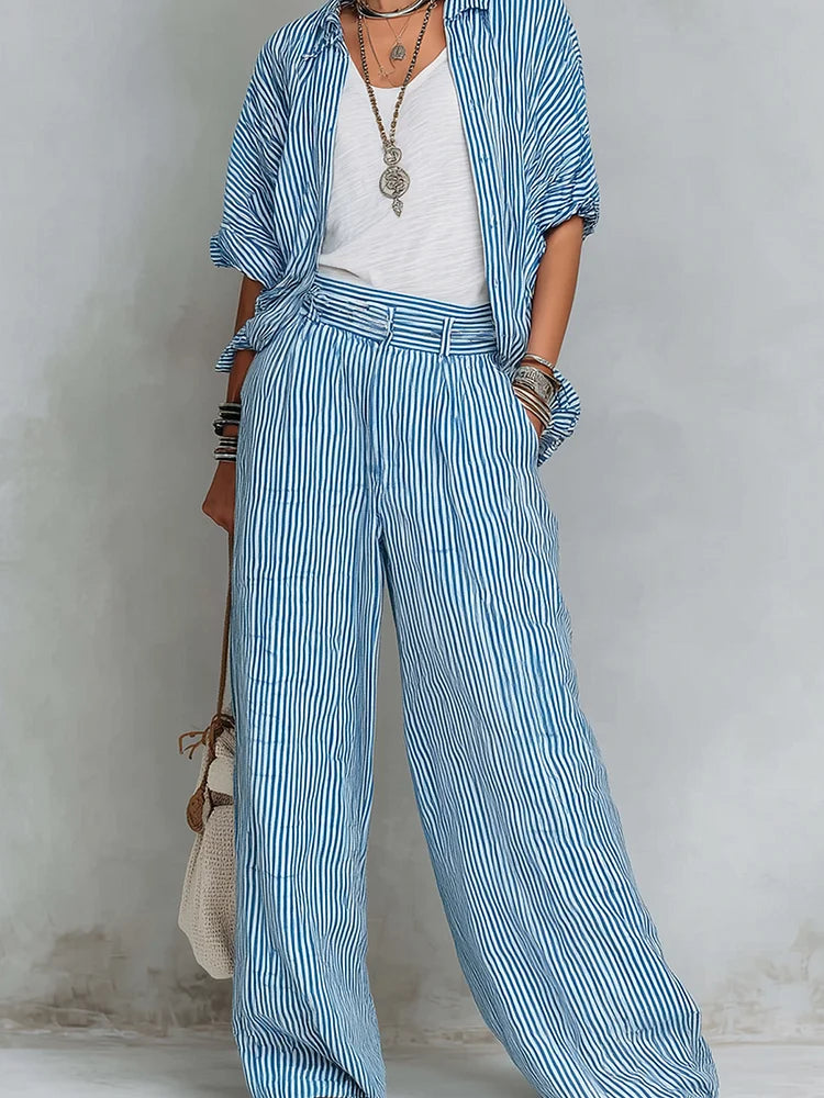 Orielle | Set mit gestreiftem Hemd und weiter Hose
