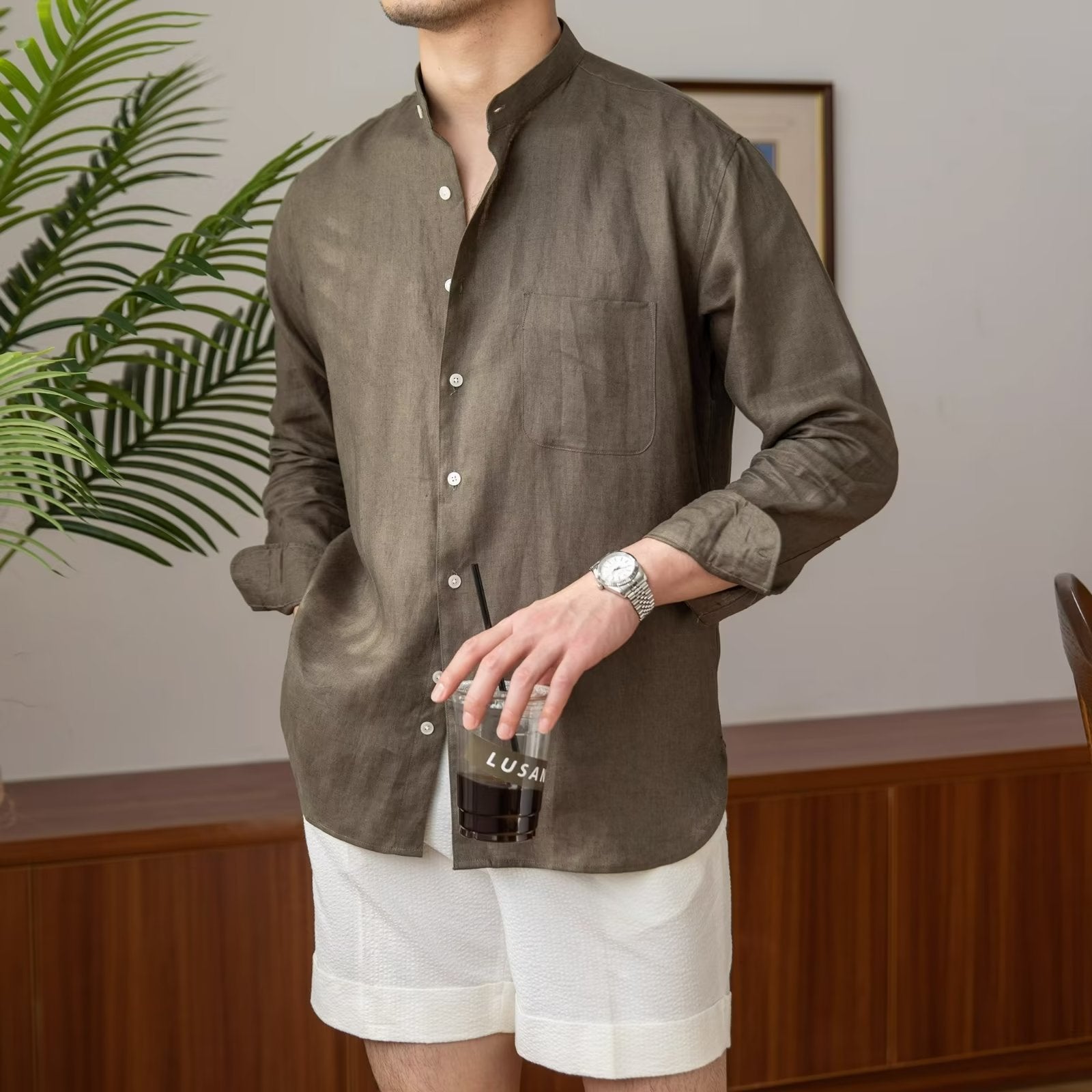 Teodor | Men's Vintage Button Pocket Cotton Linen Classics Shirt