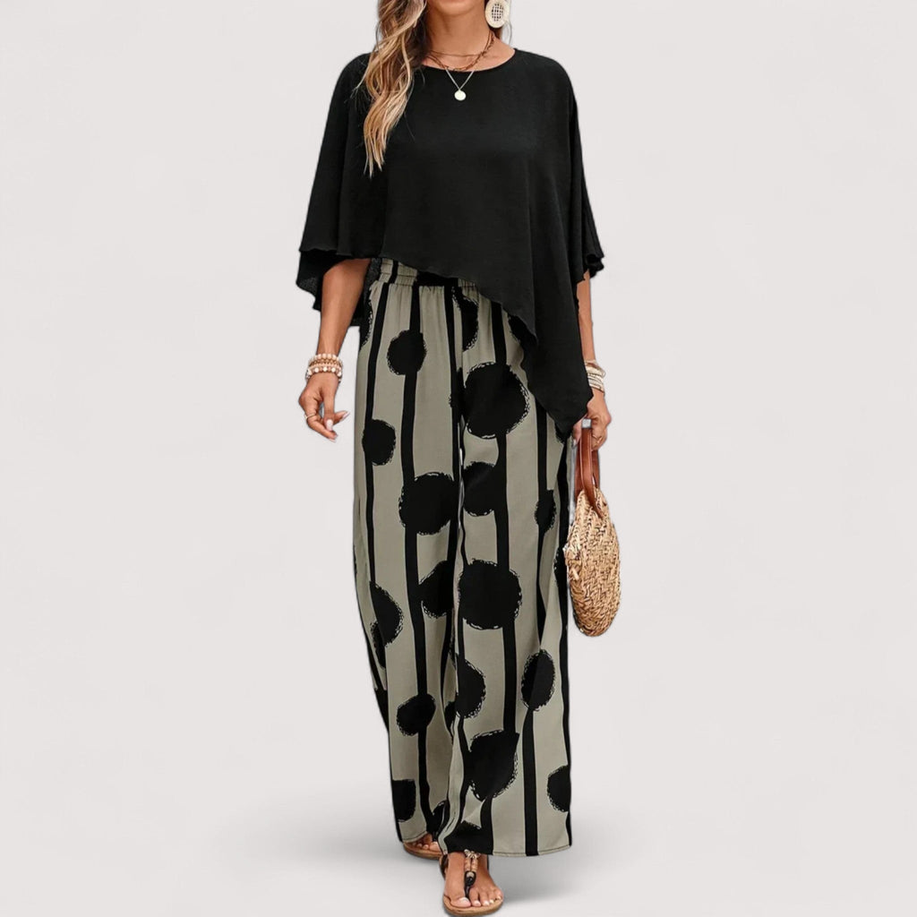 Damen Outfit – Asymmetrisches Print-Set, Modern & Stylisch