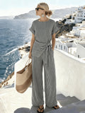 Zinnia | Gestreifter Overall mit Rundhals
