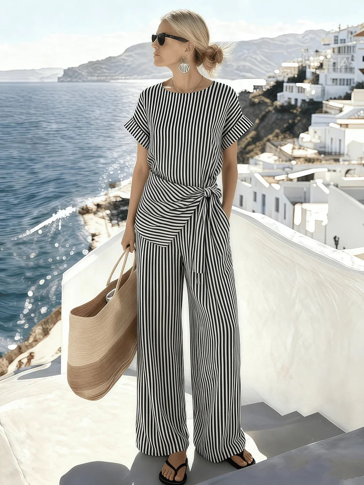 Zinnia | Gestreifter Overall mit Rundhals