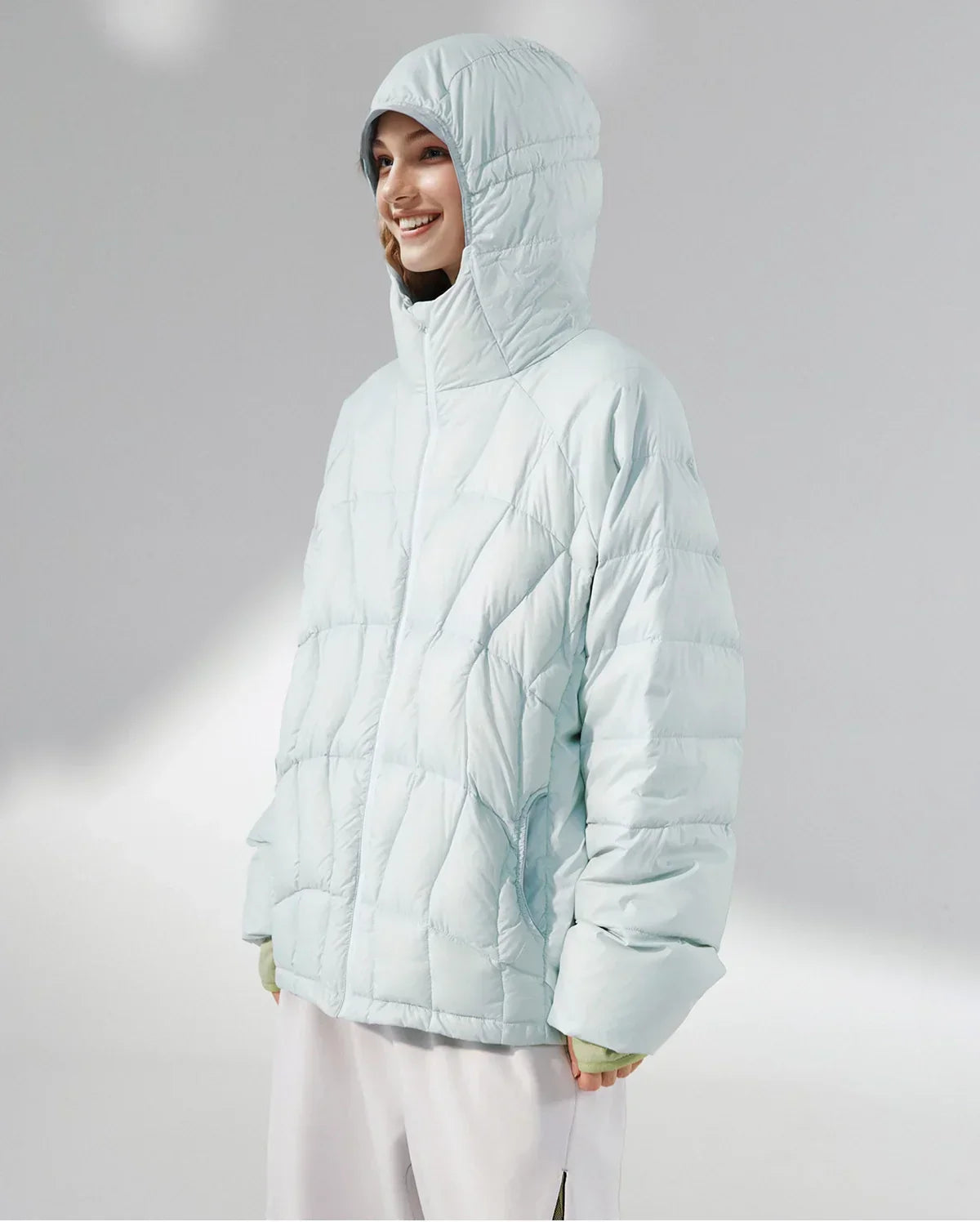 Streetwear Ultra-Leichte Kapuzen-Daunenjacke