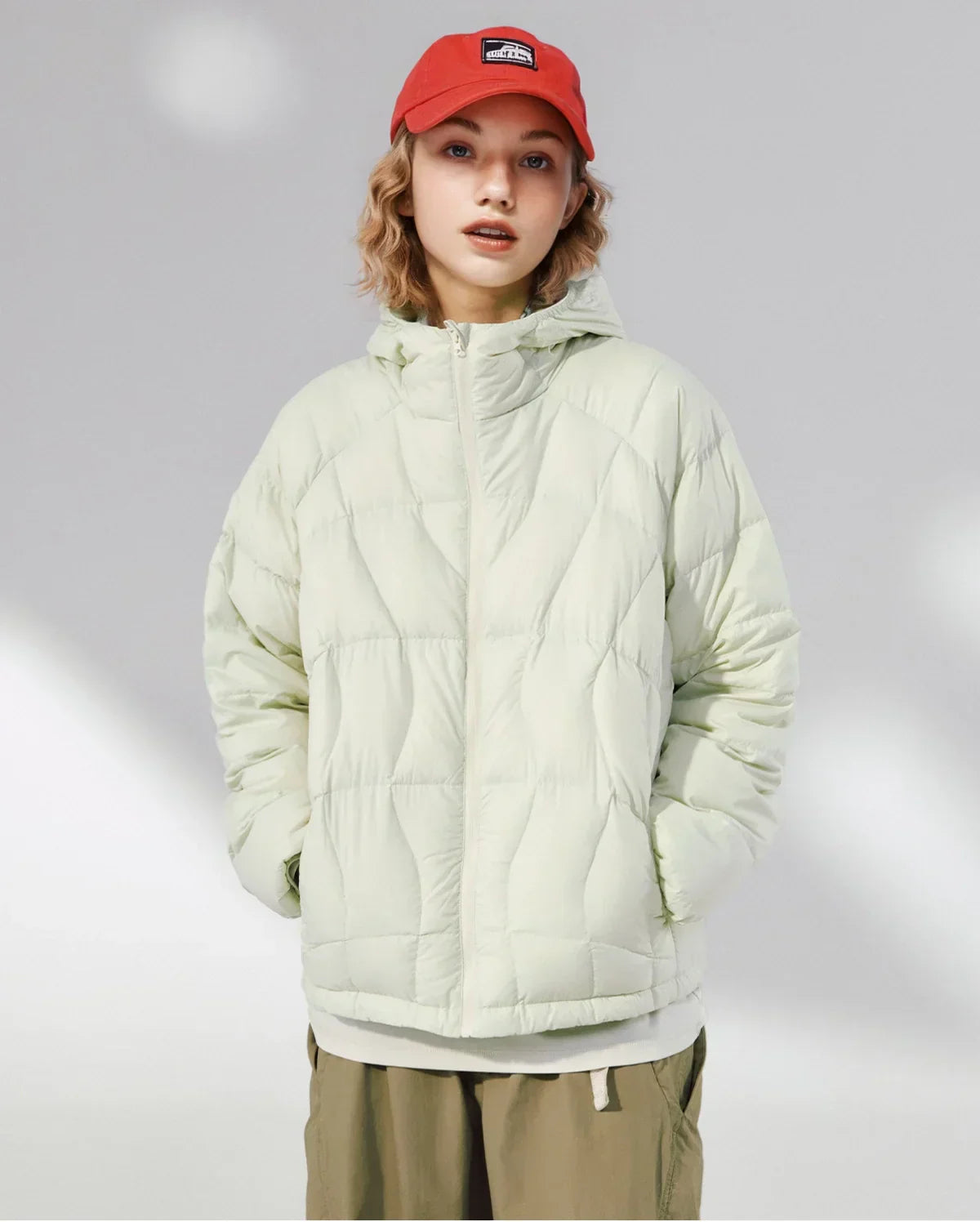 Streetwear Ultra-Leichte Kapuzen-Daunenjacke