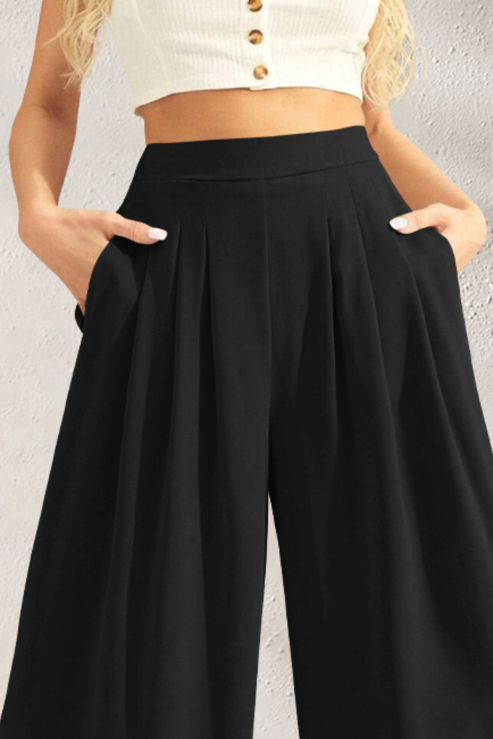 Jueine | Pocketed High Waist Wide Leg Pants