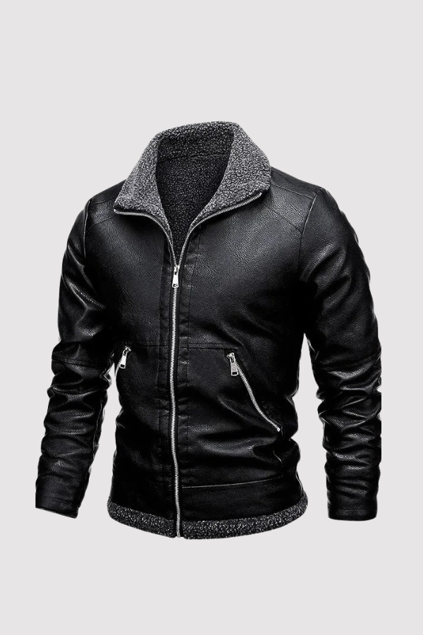 Elegante Fleece-Lederjacke