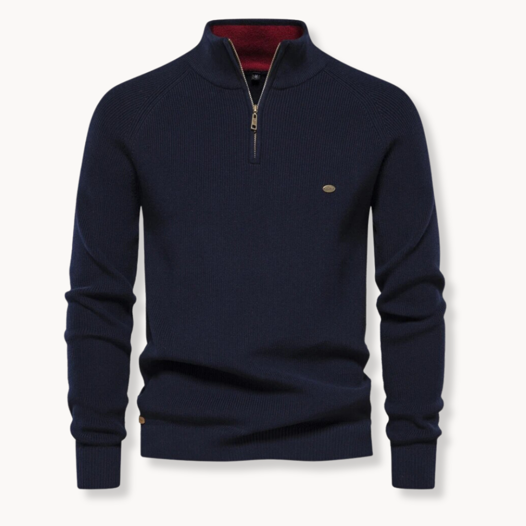 Cedro | Eleganter Pullover mit Stehkragen und Zip