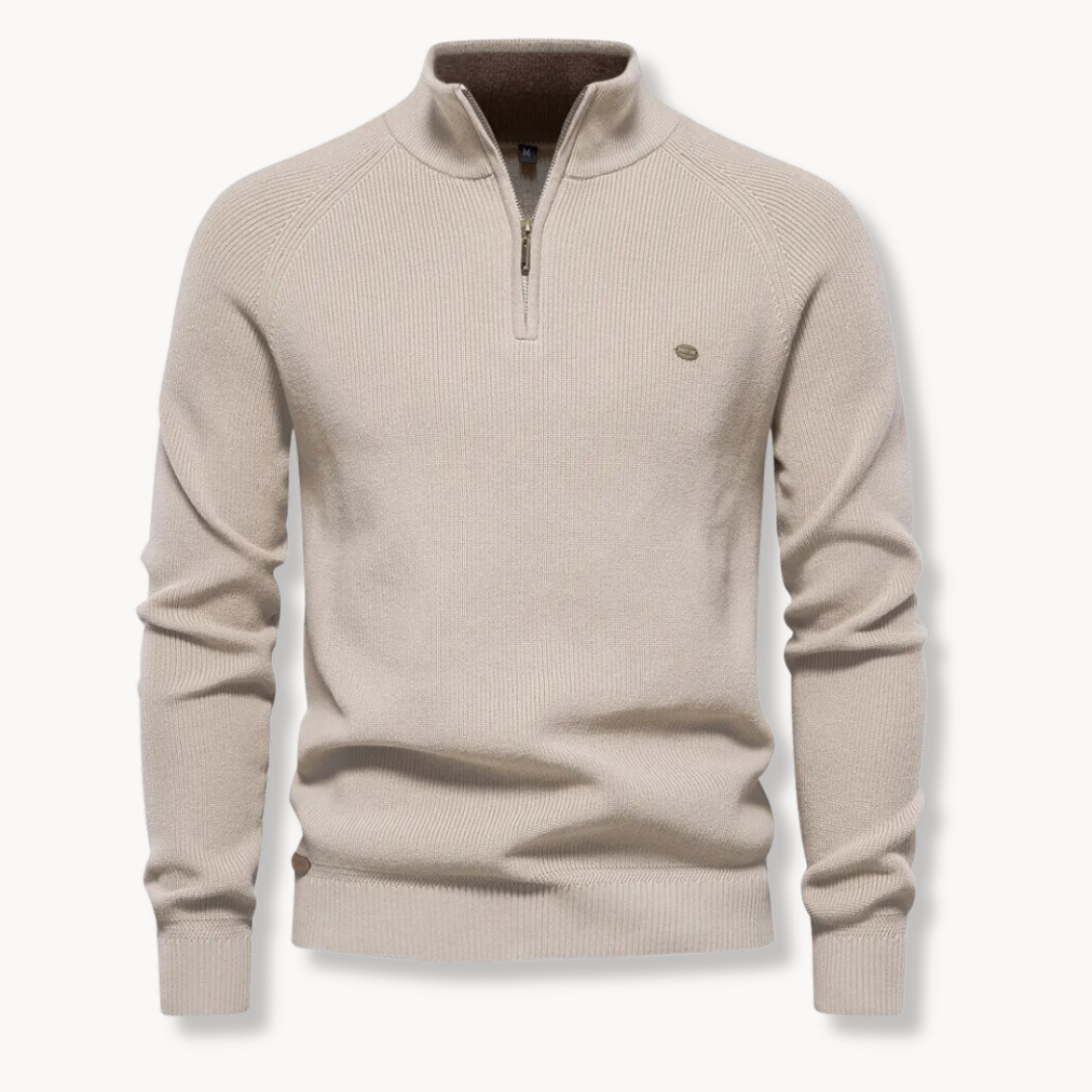 Cedro | Eleganter Pullover mit Stehkragen und Zip