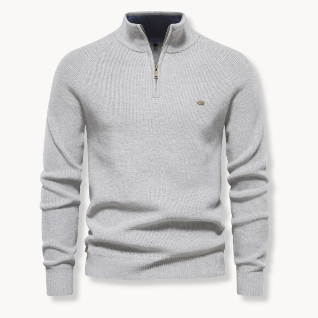 Cedro | Eleganter Pullover mit Stehkragen und Zip
