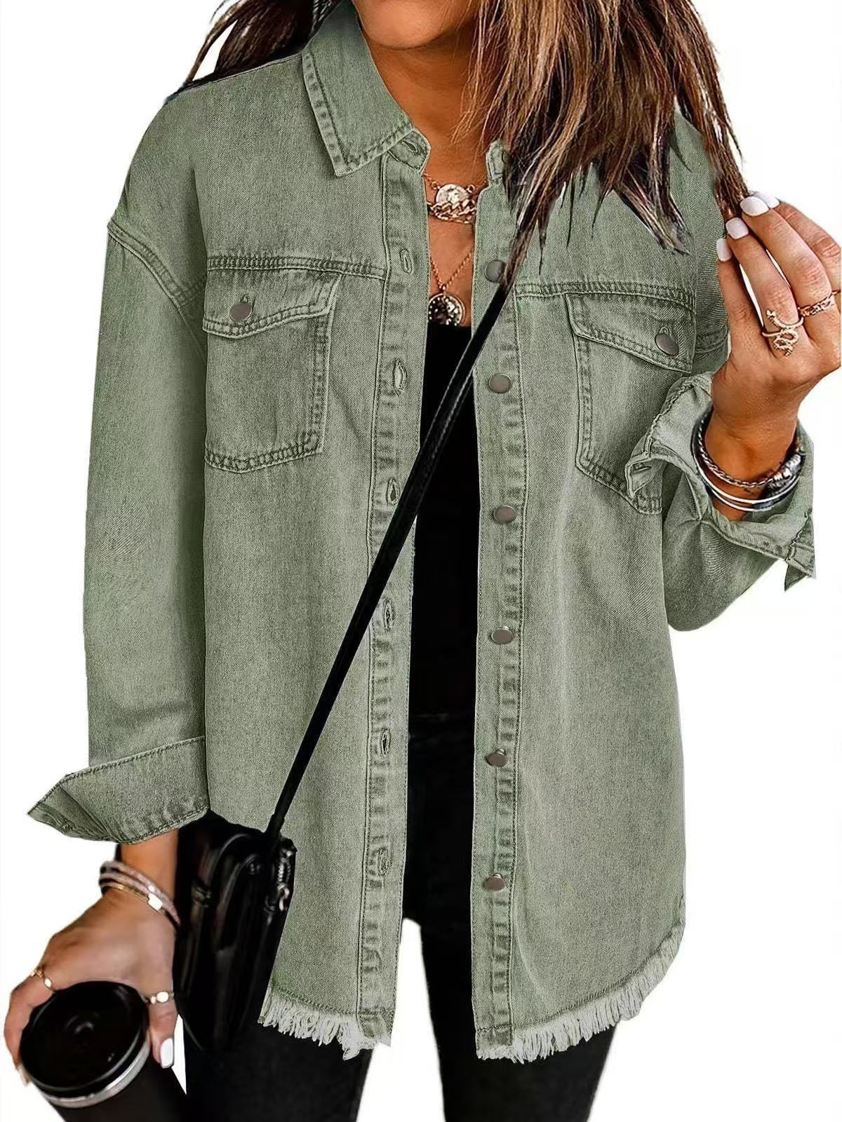 Jolien – Langärmelige Jeansjacke Mit Taschen