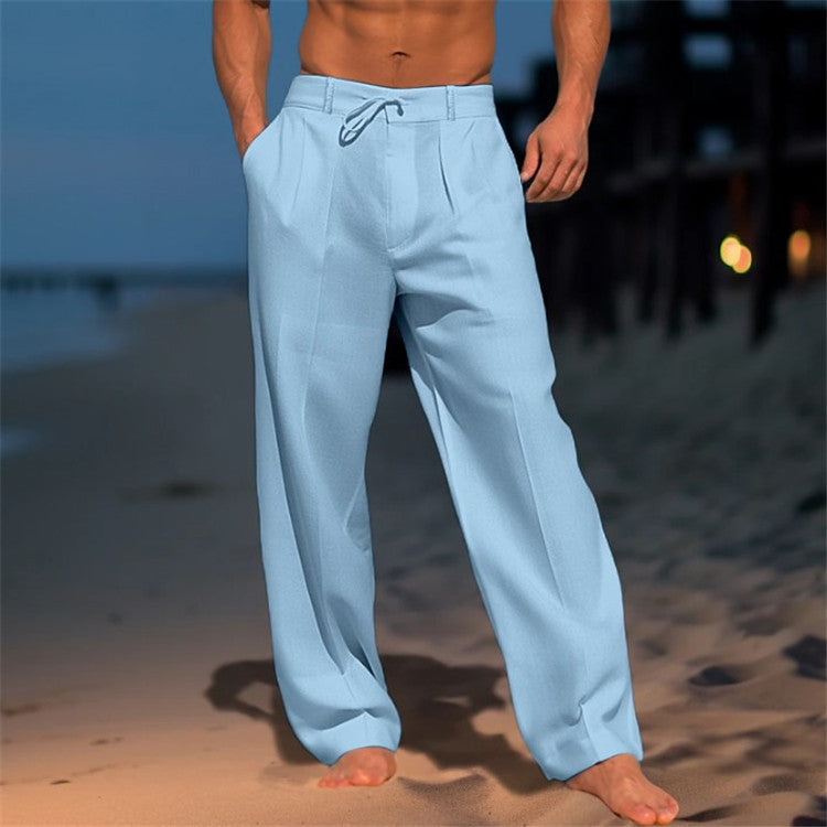 Luca | Herren Leinenhose mit Kordelzug und Faltenfront