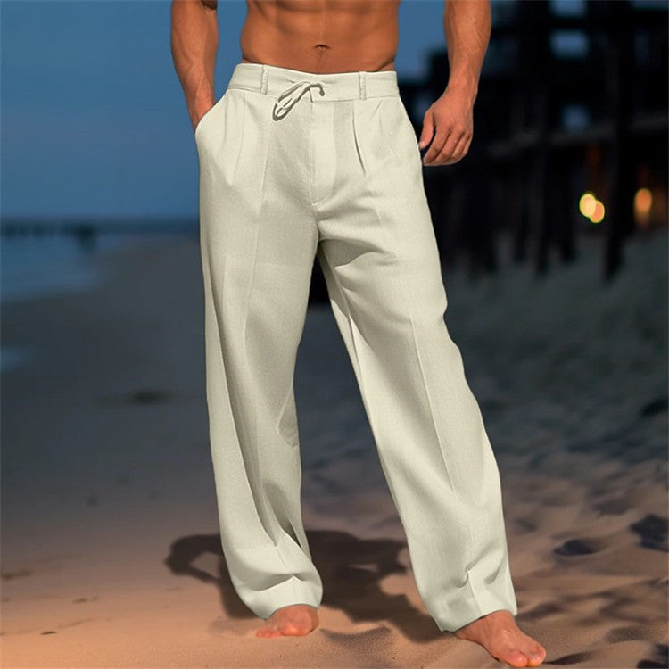Luca | Herren Leinenhose mit Kordelzug und Faltenfront