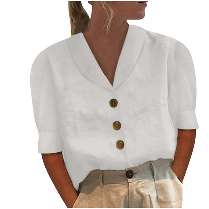 Retro-Chic Button-Up Bluse mit geknoteter Front