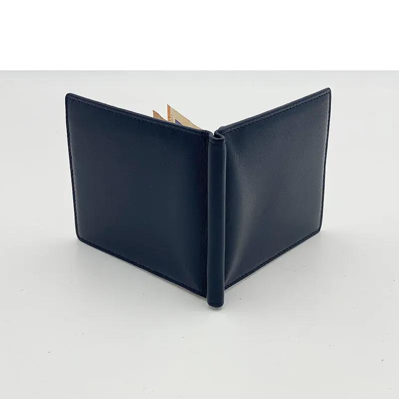 Herren Nappa-Leder Geldbörse mit Unterdraht Blau 579