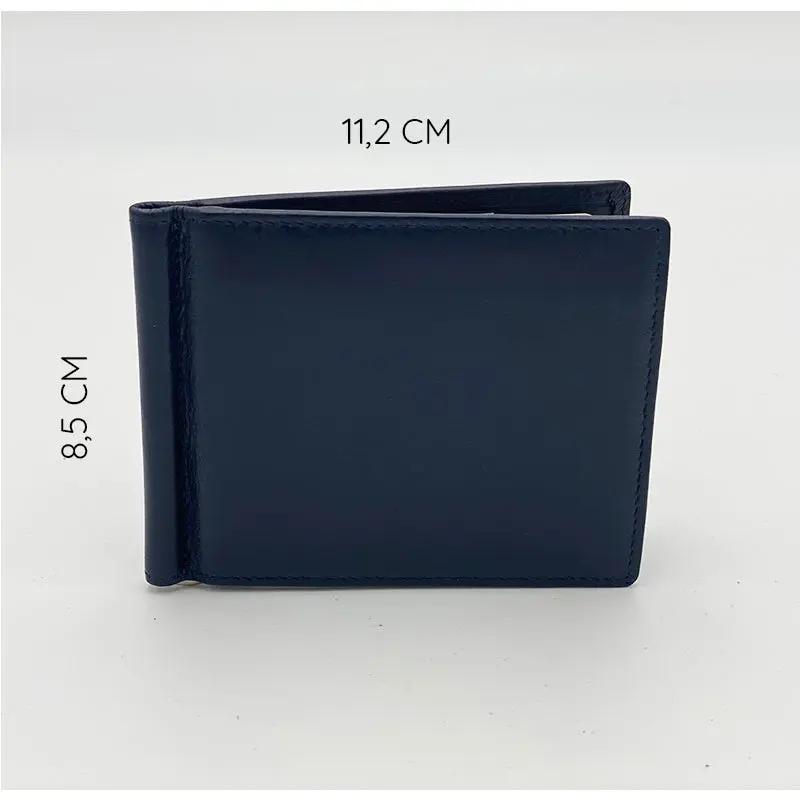 Herren Nappa-Leder Geldbörse mit Unterdraht Blau 579