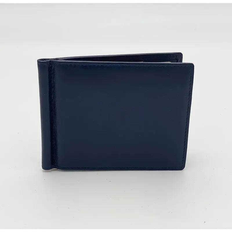 Herren Nappa-Leder Geldbörse mit Unterdraht Blau 579