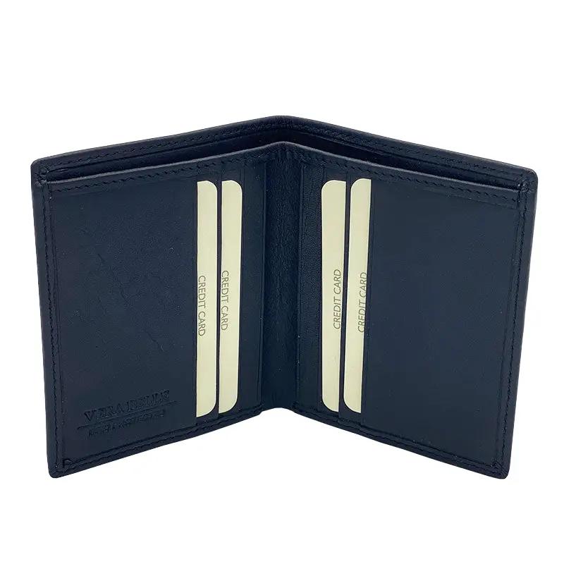 Kleine Vertikale Geldbörse Nappa Blau 8103