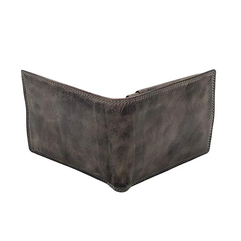 Geldbörse mit Münzfach und Klappe in Graustein-Wachs, Klassische Größe