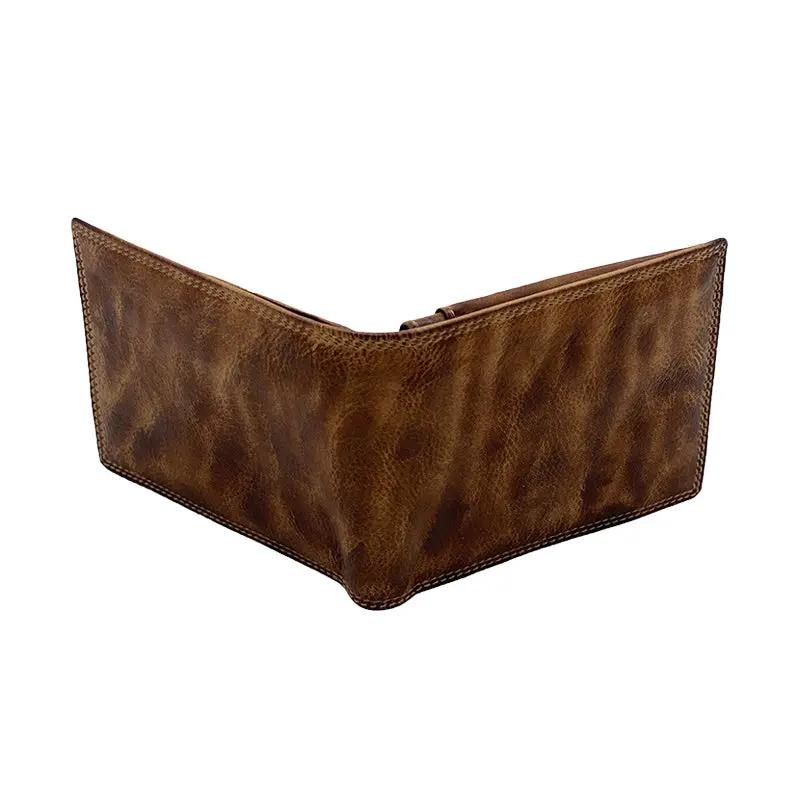 Mocha Stone Wax Geldbörse mit Münzfach und Klappe, Klassische Größe