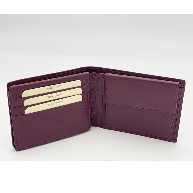 Klassische Bordeaux Nappa Geldbörse mit Münzfach und Klappe