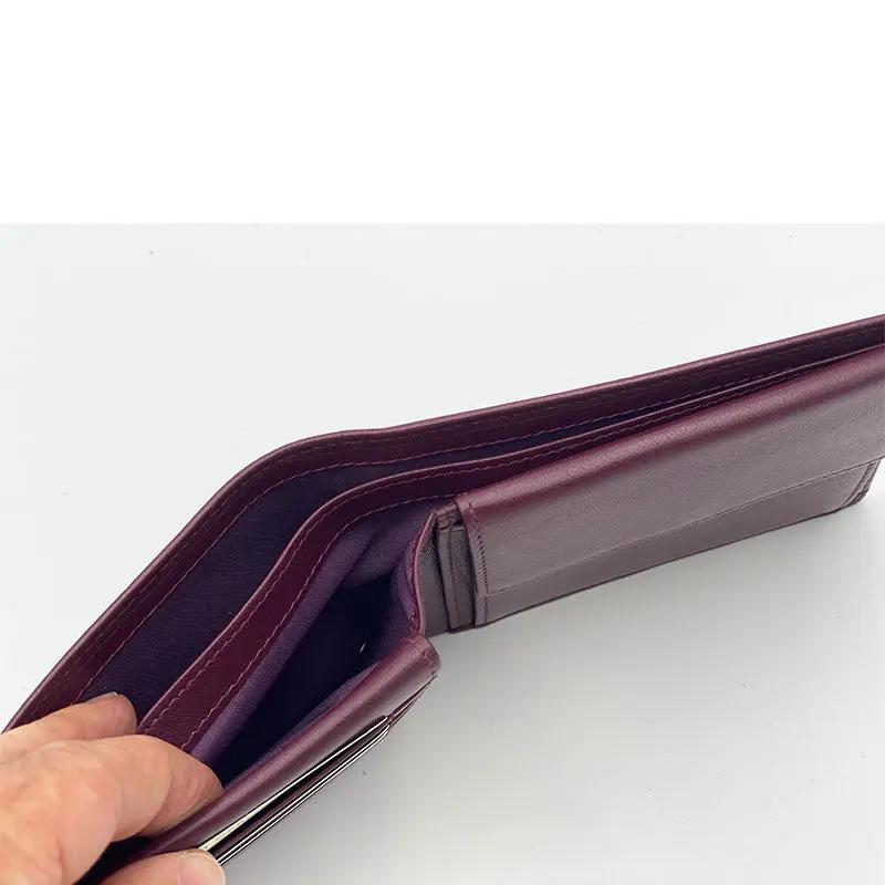 Klassische Bordeaux Nappa Geldbörse mit Münzfach und Klappe