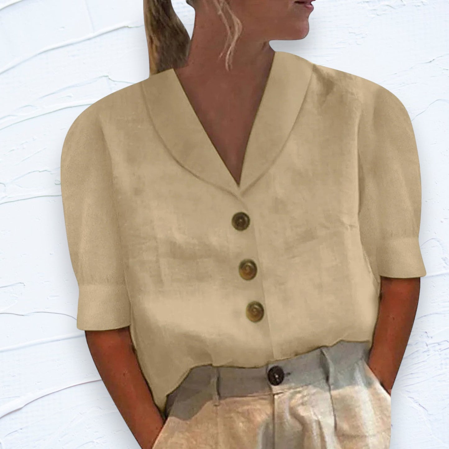 Retro-Chic Button-Up Bluse mit geknoteter Front