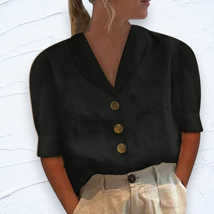 Retro-Chic Button-Up Bluse mit geknoteter Front