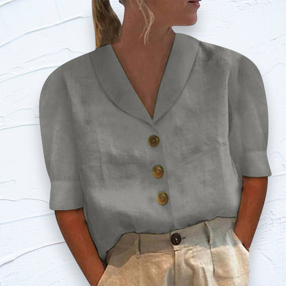 Retro-Chic Button-Up Bluse mit geknoteter Front