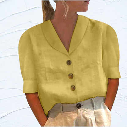 Retro-Chic Button-Up Bluse mit geknoteter Front
