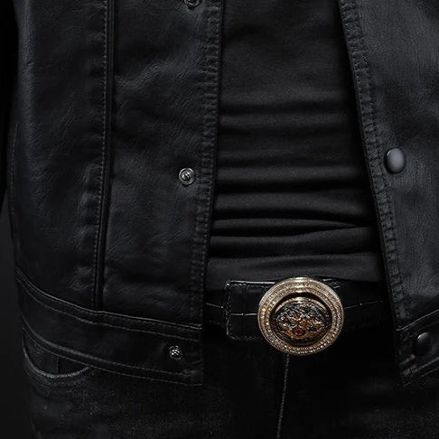 Lulzim | Lässige Schlanke Passform Leder Jacke
