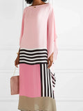 Susan Gestreiftes Patchwork Kleid Mit Druck