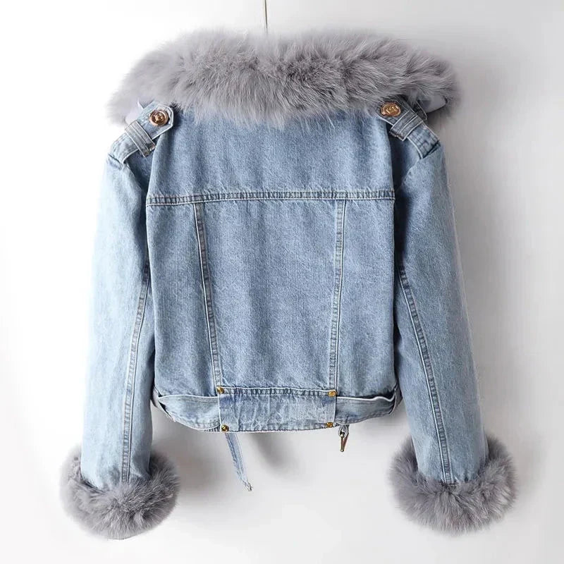 Phylicia | Elegante Jeansjacke mit Kunstpelzkragen