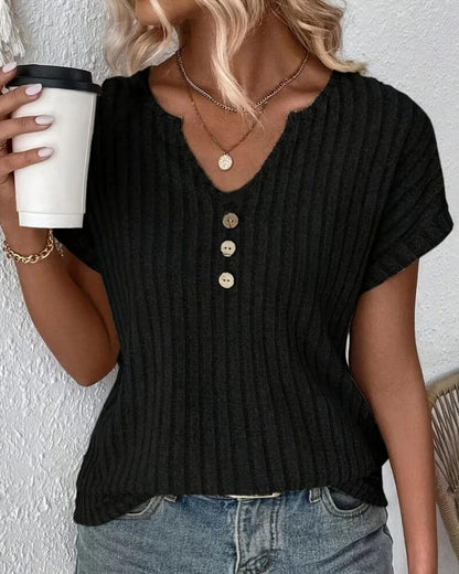 ROSINA I GESTRICKTE BLUSE MIT V-AUSSCHNITT