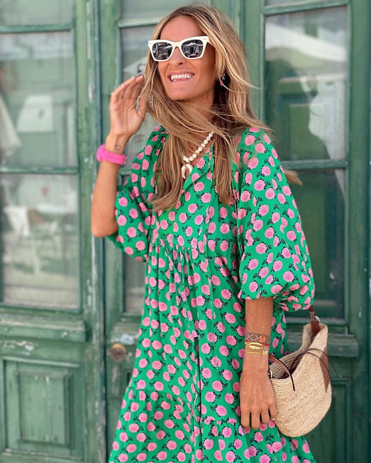 Tessa | Boho-Kleid Damen – Leichtes, Atmungsaktives Design, V-Ausschnitt