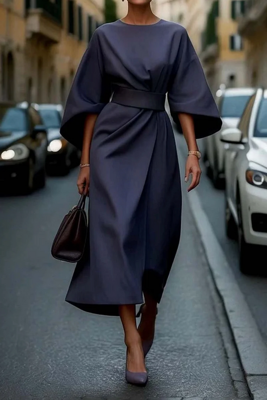 Cassandra | Kleid Elegante A-Linie mit Laternenärmeln, Hochwertiger Stoff