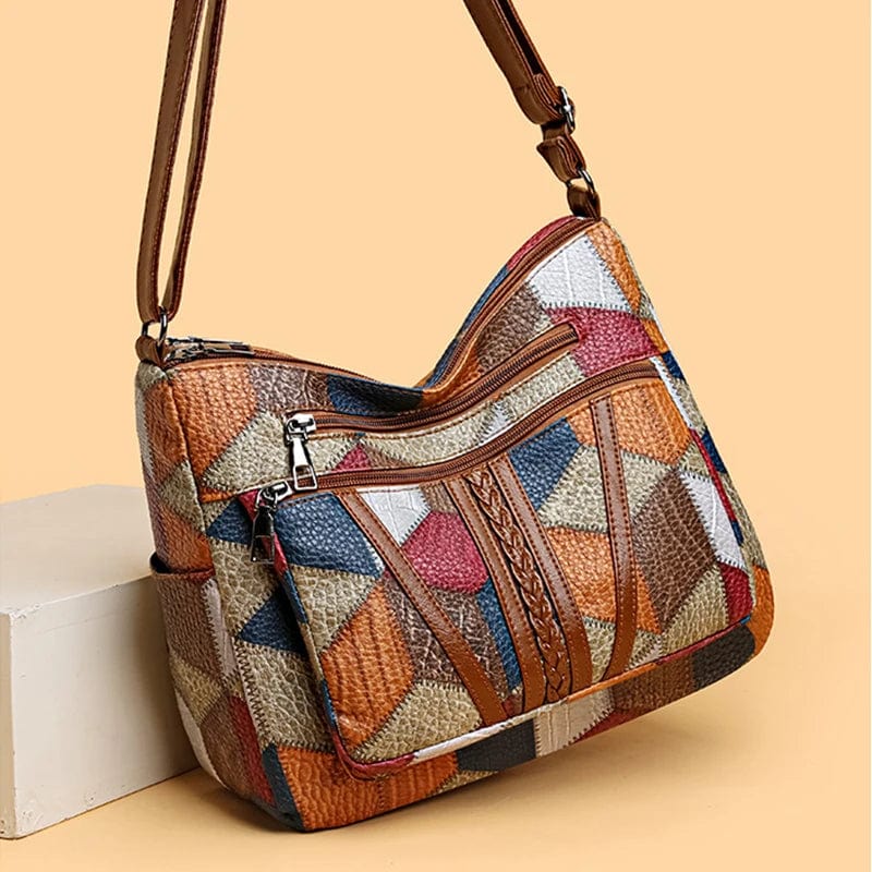 Solara – Elegante Lederhandtasche im Mosaikdesign