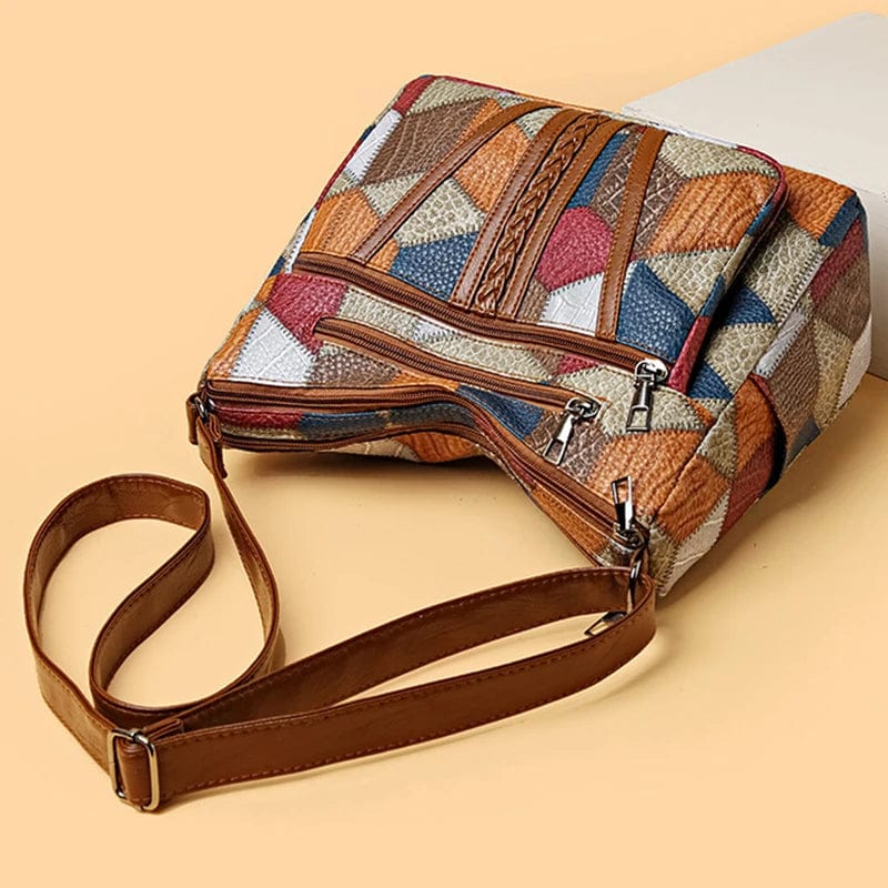 Solara – Elegante Lederhandtasche im Mosaikdesign