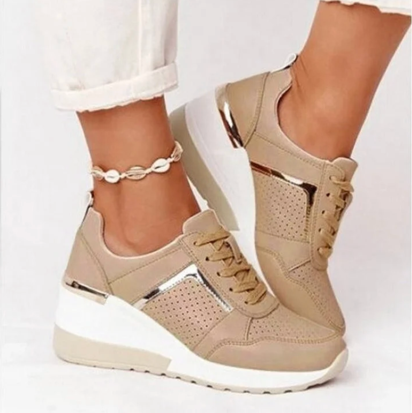 Leonie | Damen Wedge Sneakers – Bequeme Mesh-Sneaker mit Keilabsatz für den Alltag