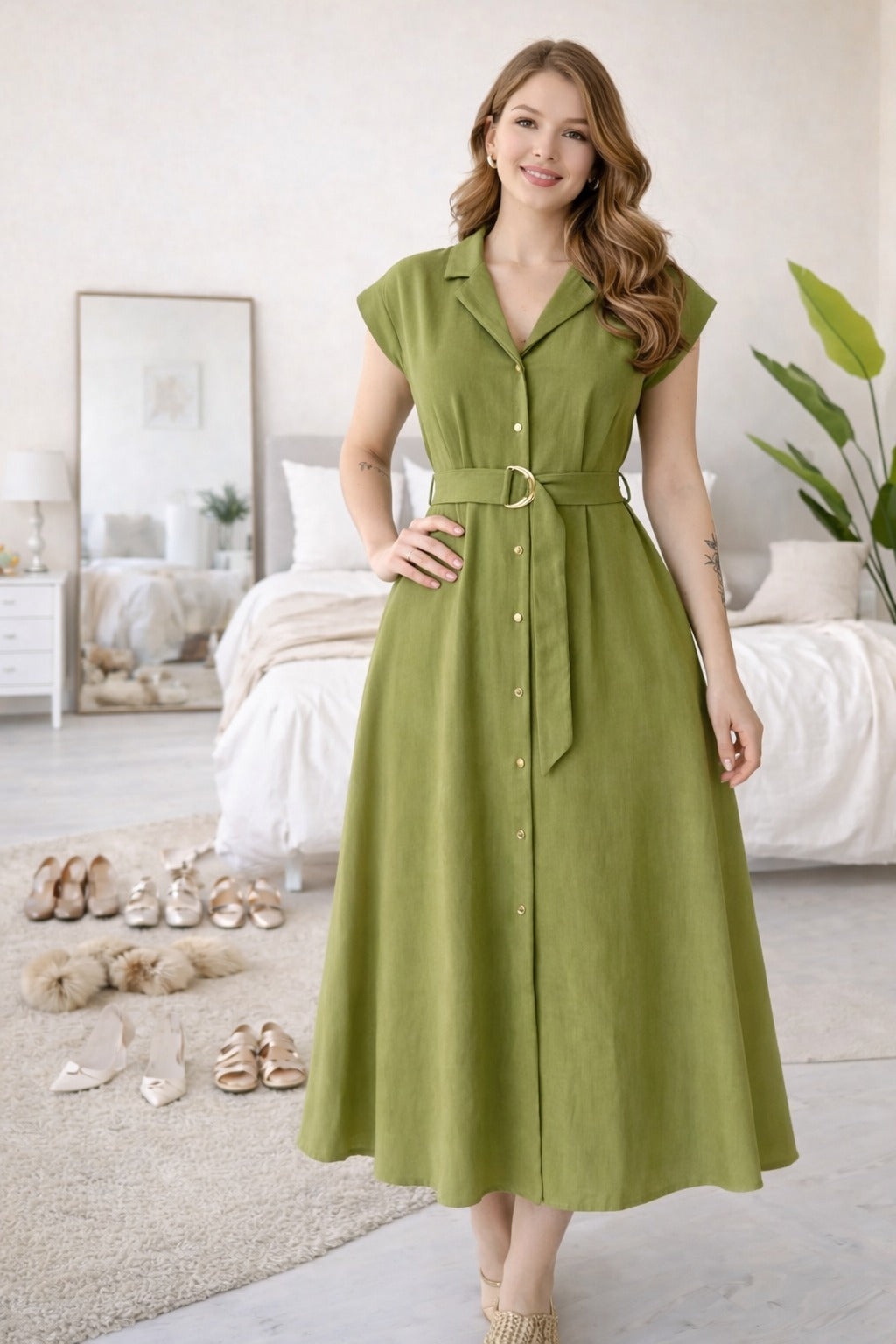 Valeria | Women's Metal Ring Belt Dress