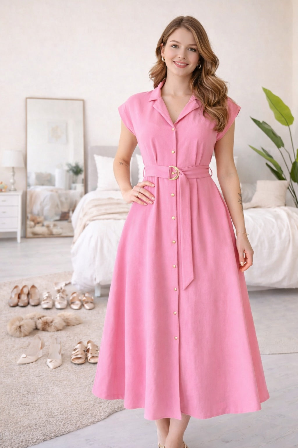 Valeria | Women's Metal Ring Belt Dress