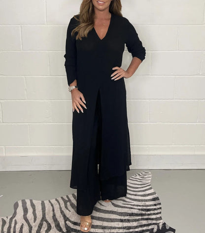 Capea | Damen Zweiteiler – Elegante Bluse und Weite Hose, Atmungsaktiv für den Sommer