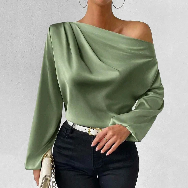 Fara | Elegante Asymmetrische Satinbluse